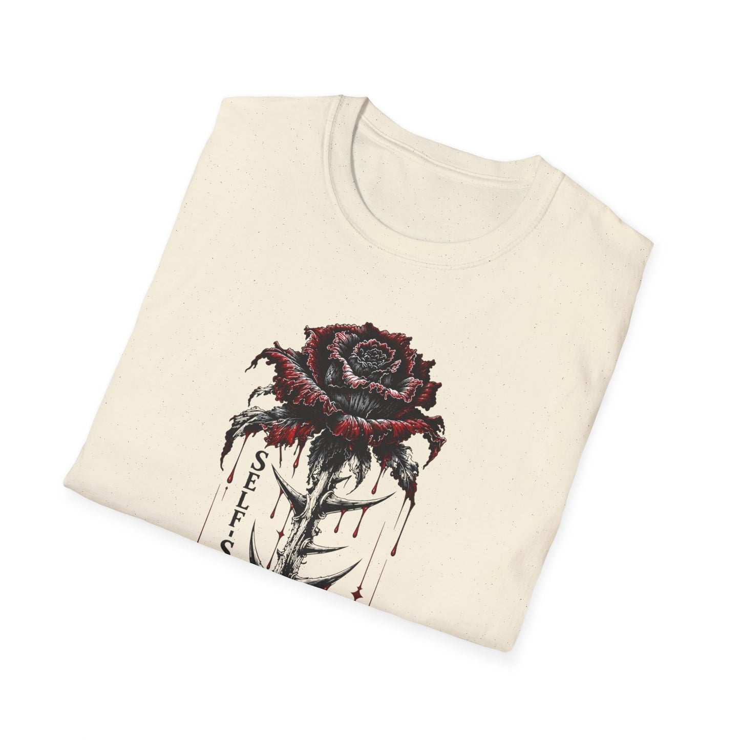 Dark Rose Illustration T-Shirt | Dripping Red Rose, "What I Loved I Destroyed"