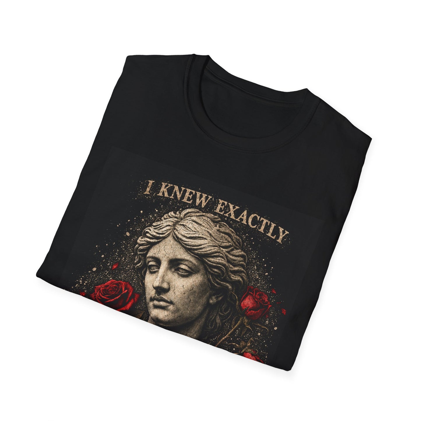 I Knew Exactly Statue Bust with Red Roses T-Shirt | Memento Mori What I Was Doing