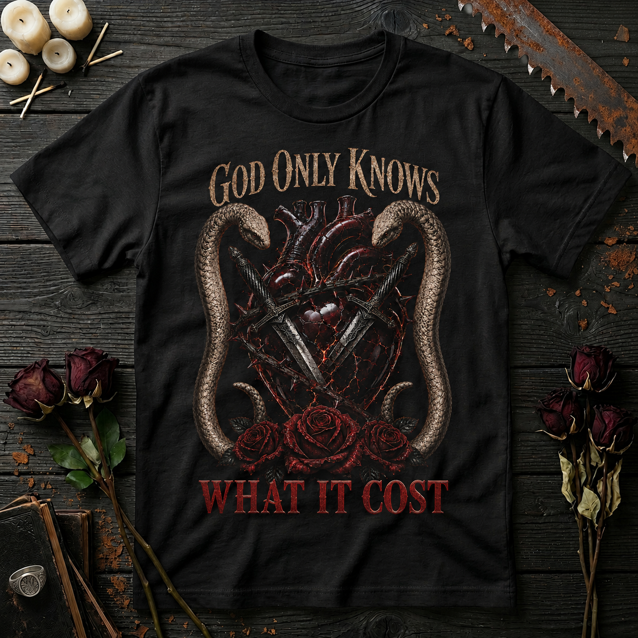 "God Only Knows" Vintage Heart & Snake Graphic Tee