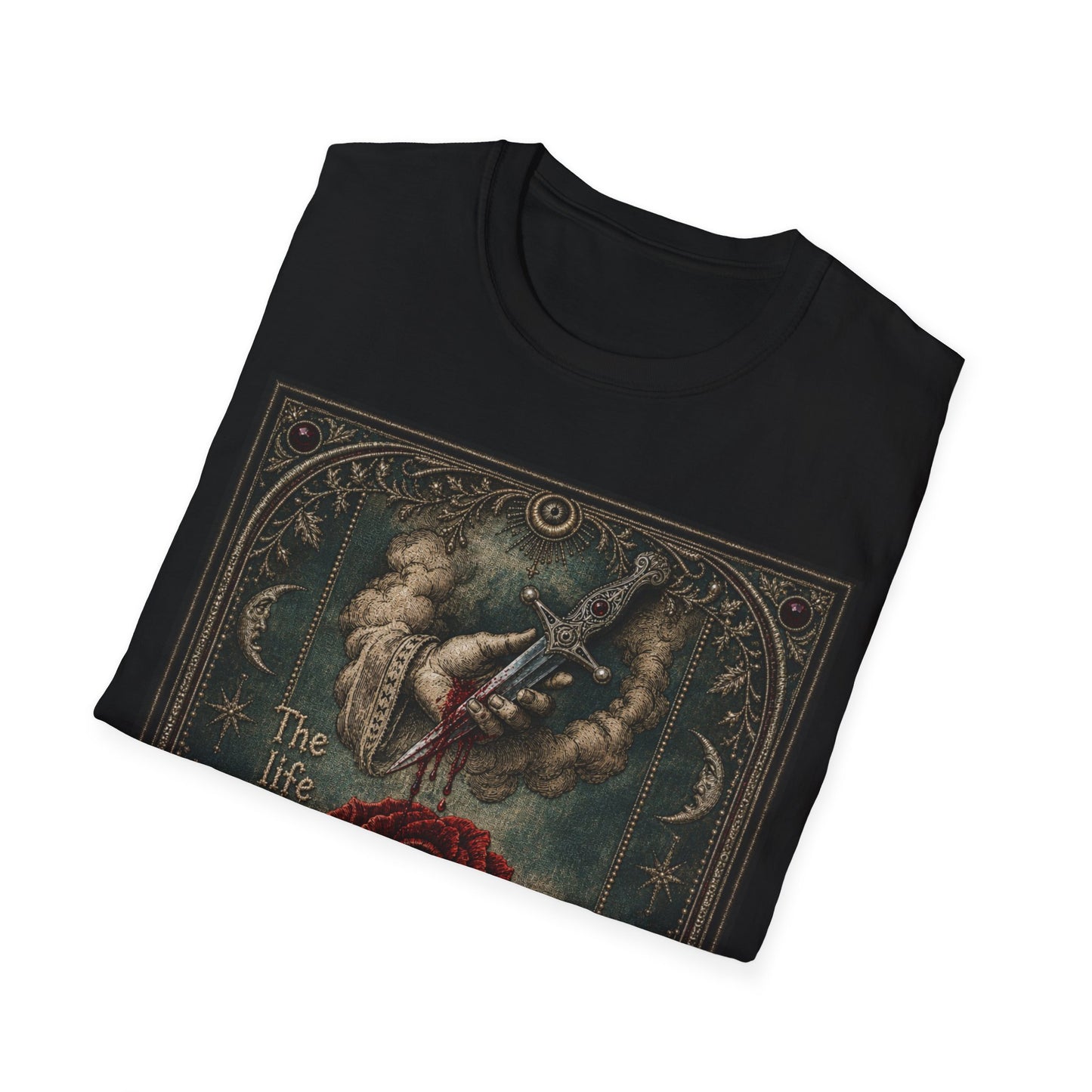 "The life of the flesh is in the blood" Embroidery Graphic Tee