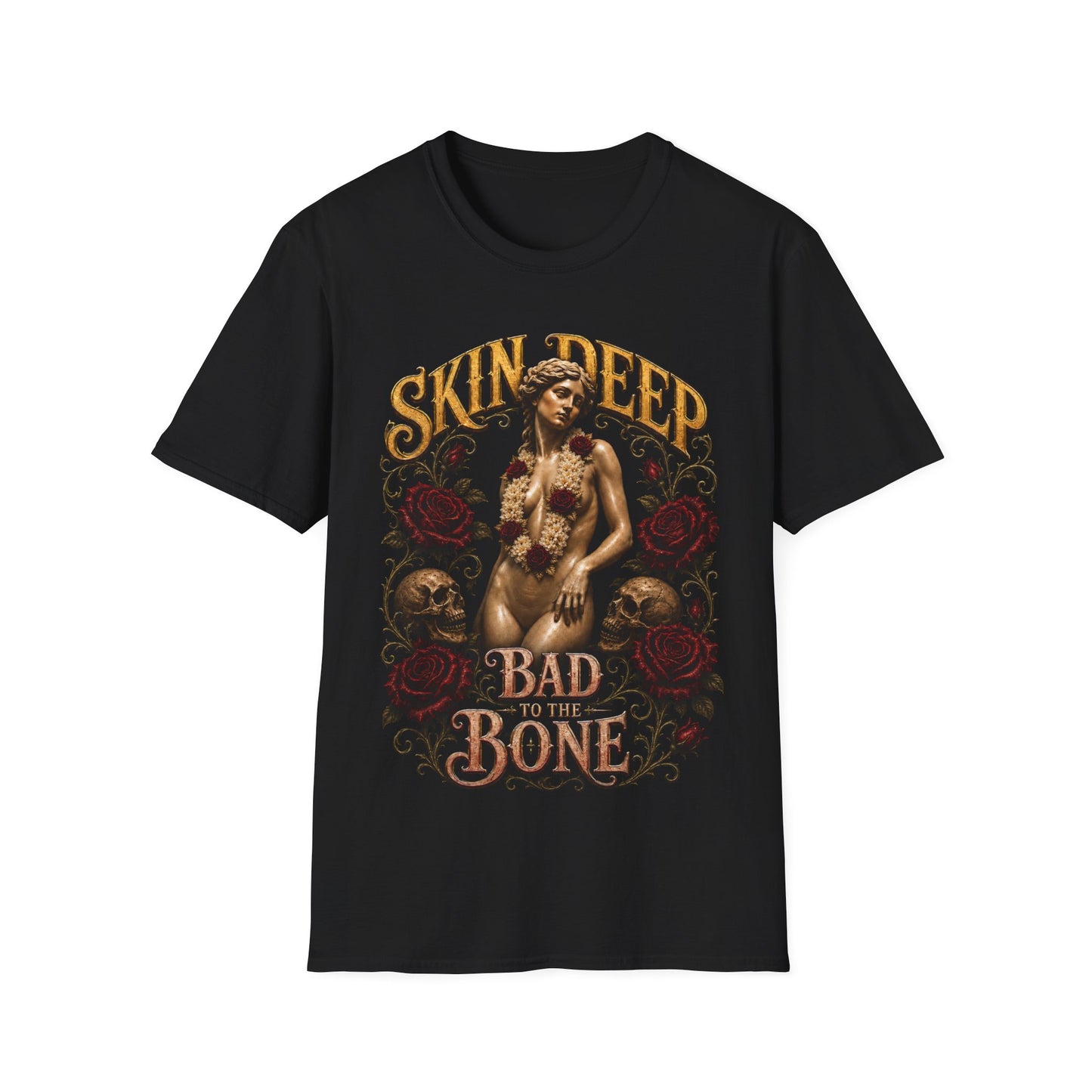 "Skin Deep, Bad to the Bone" Vanitas Pin-Up T-Shirt