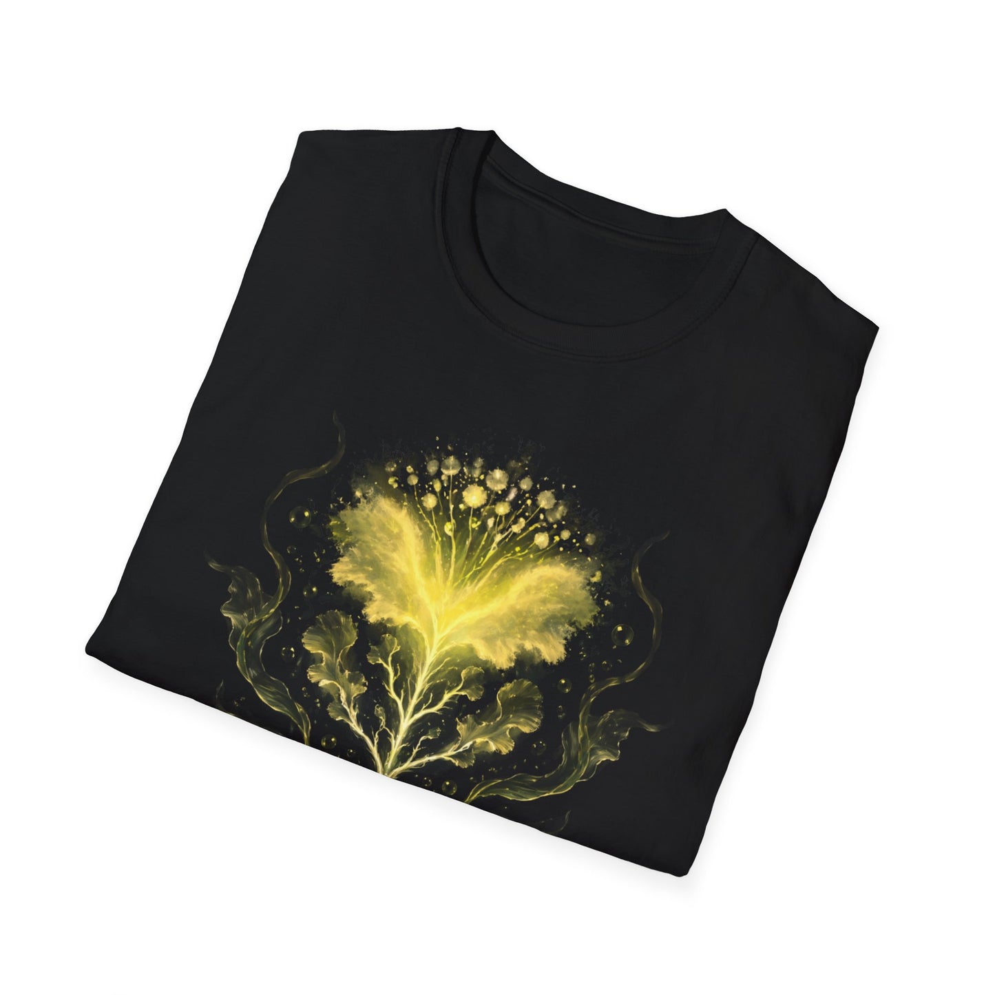 Glowing Floral Heart T-Shirt | Golden Botanical Illustration