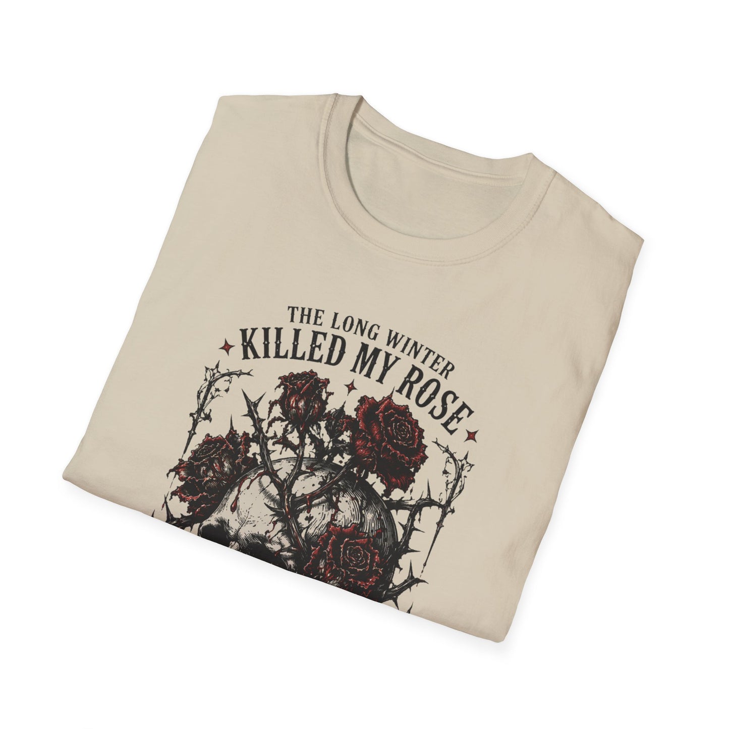 Skull with Roses T-Shirt | Gothic Floral Skull Tee, Moody Dark Tattoo Design