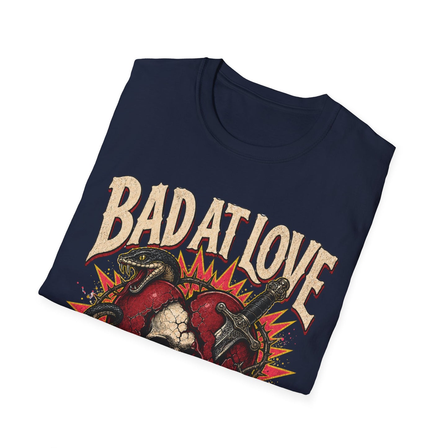 Bad At Love skull and roses T-Shirt | No Refunds graphic tee