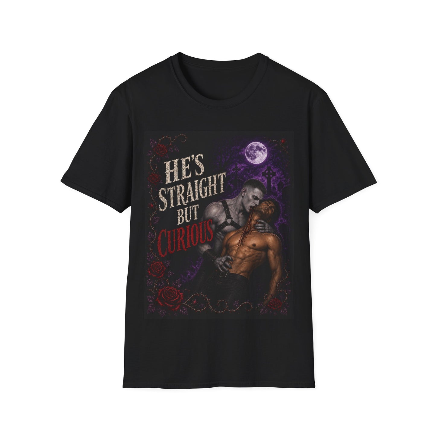Vampire Sexy Bromance T-Shirt — "He's Straight But Curious" Gothic Gay Pride Tee