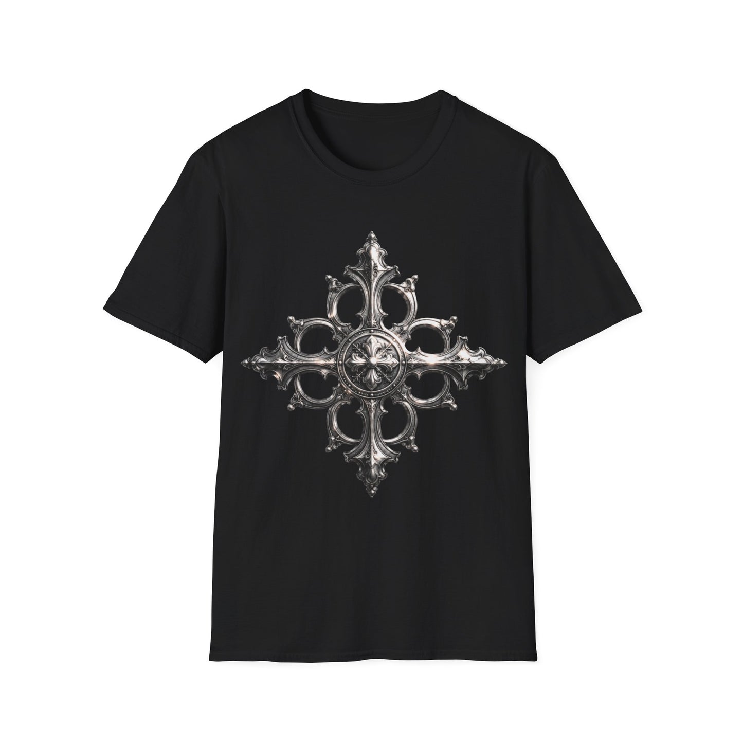 Ornate Silver Cross T-Shirt — Gothic Cross Graphic Tee