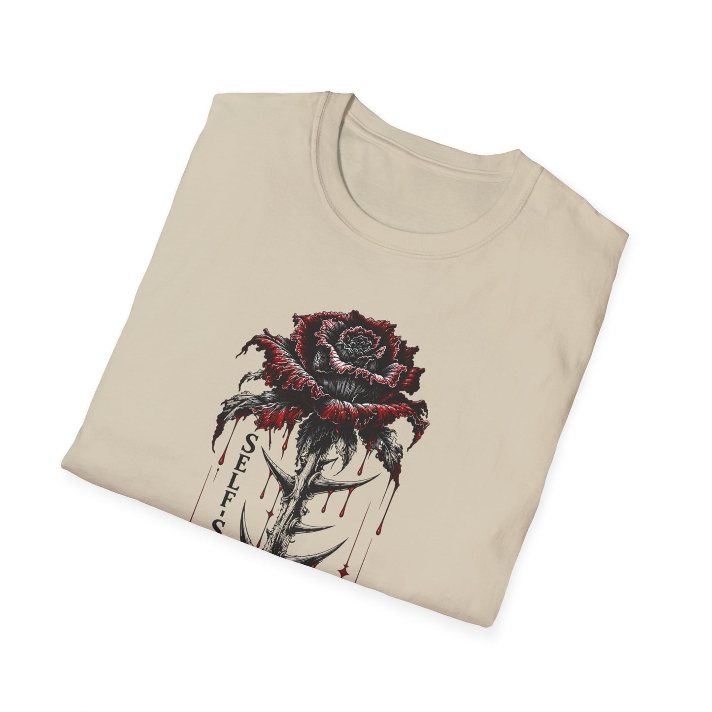 Dark Rose Illustration T-Shirt | Dripping Red Rose, "What I Loved I Destroyed"