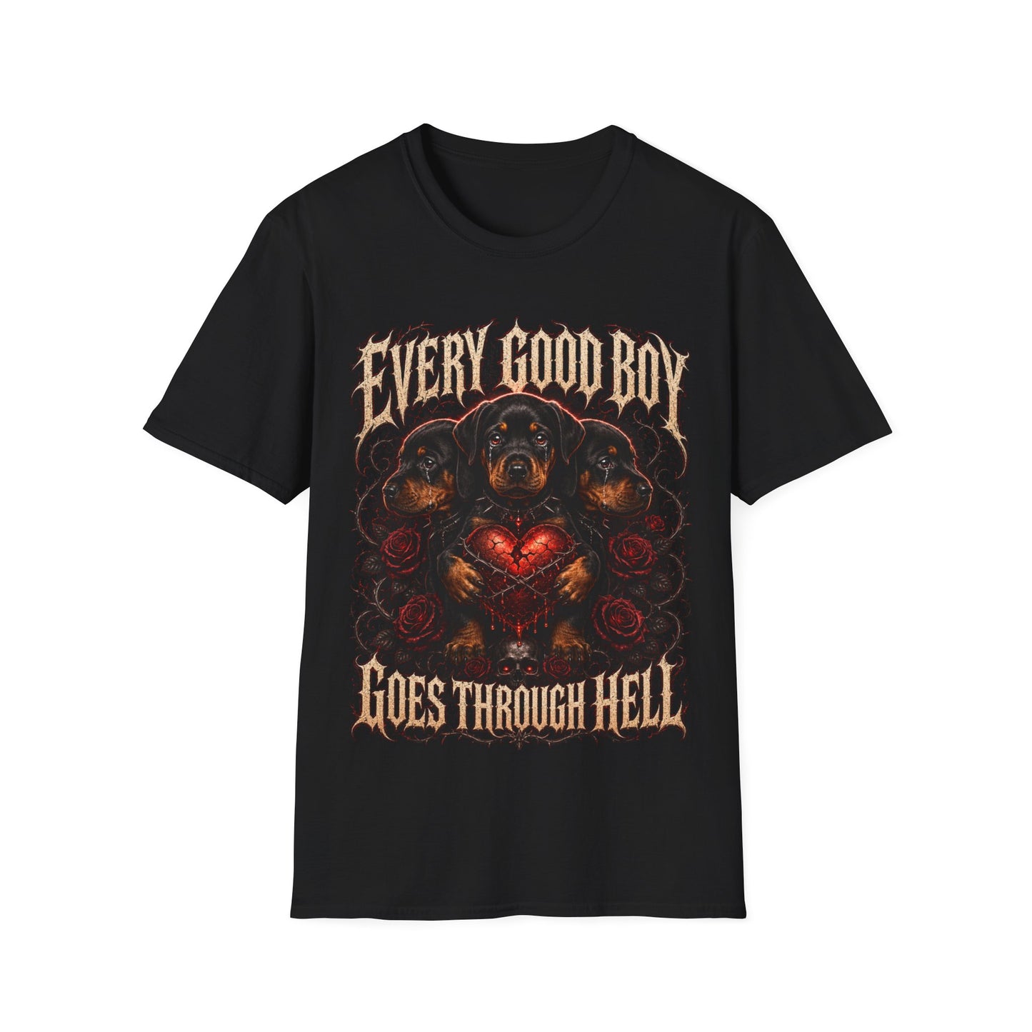 Every Good Boy Goes Through Hell- Puppy Cerberus Heart Tee