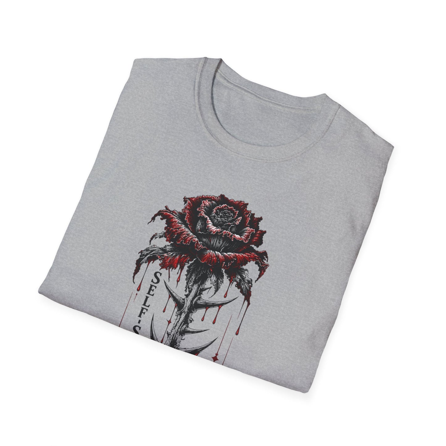 Dark Rose Illustration T-Shirt | Dripping Red Rose, "What I Loved I Destroyed"