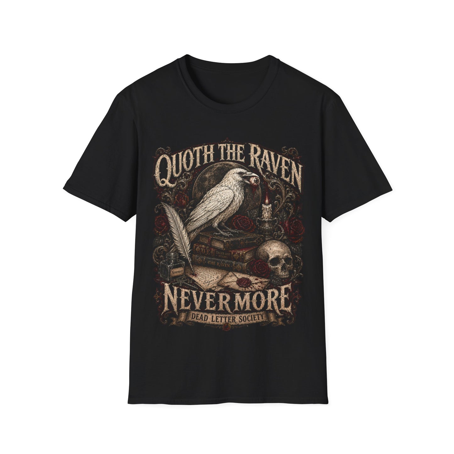 Raven Nevermore T-Shirt — Dark Academia Poe Quote Tee