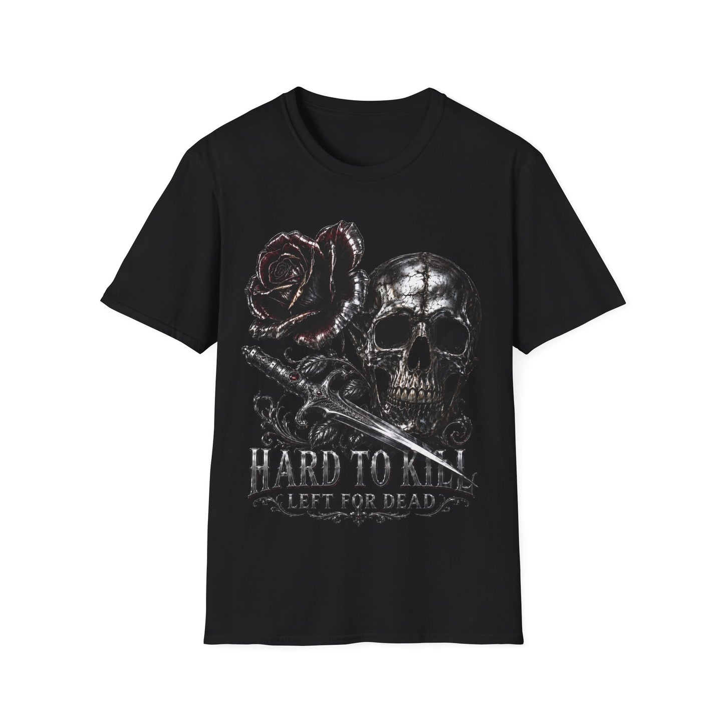 Hard to Kill Left for dead-Chrome dipped Skull and dagger tee