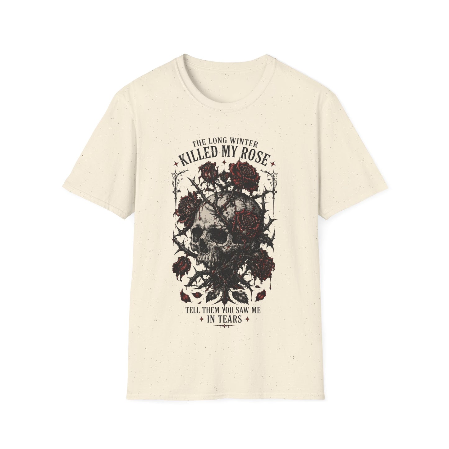 Skull with Roses T-Shirt | Gothic Floral Skull Tee, Moody Dark Tattoo Design
