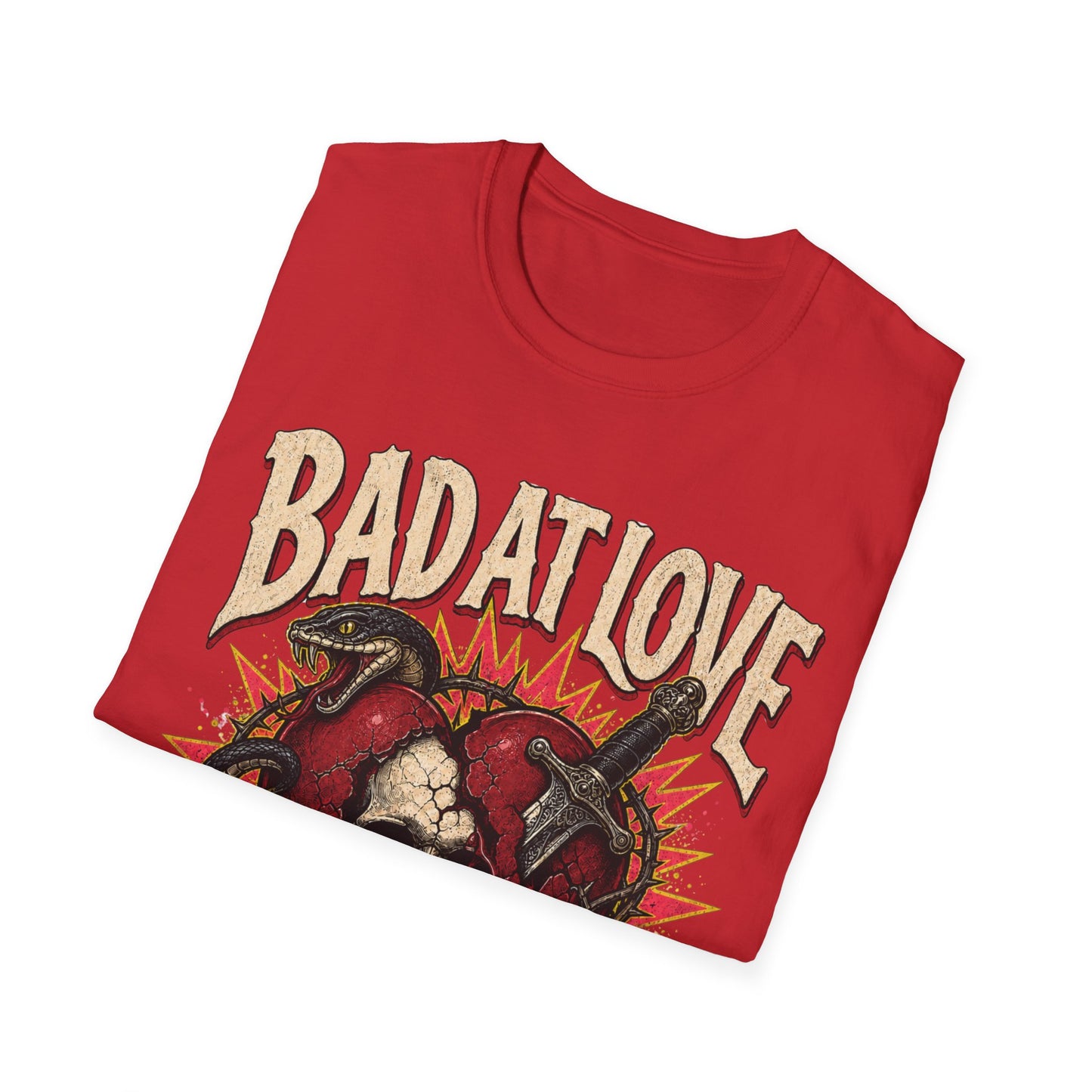 Bad At Love skull and roses T-Shirt | No Refunds graphic tee