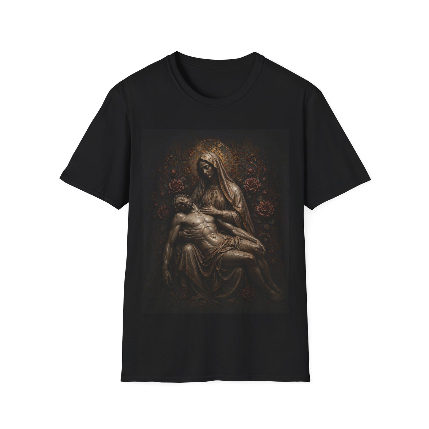 Pietà Sculpture Artwork T-Shirt | Renaissance Religious Art, Dark Vintage Style