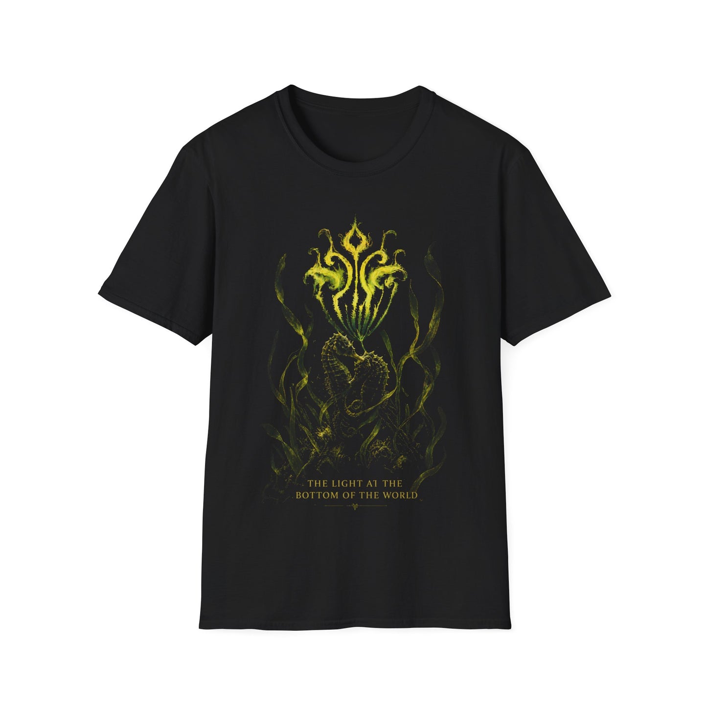 Bioluminescent seahorses Illustration T-Shirt | Botanical Crest Tee