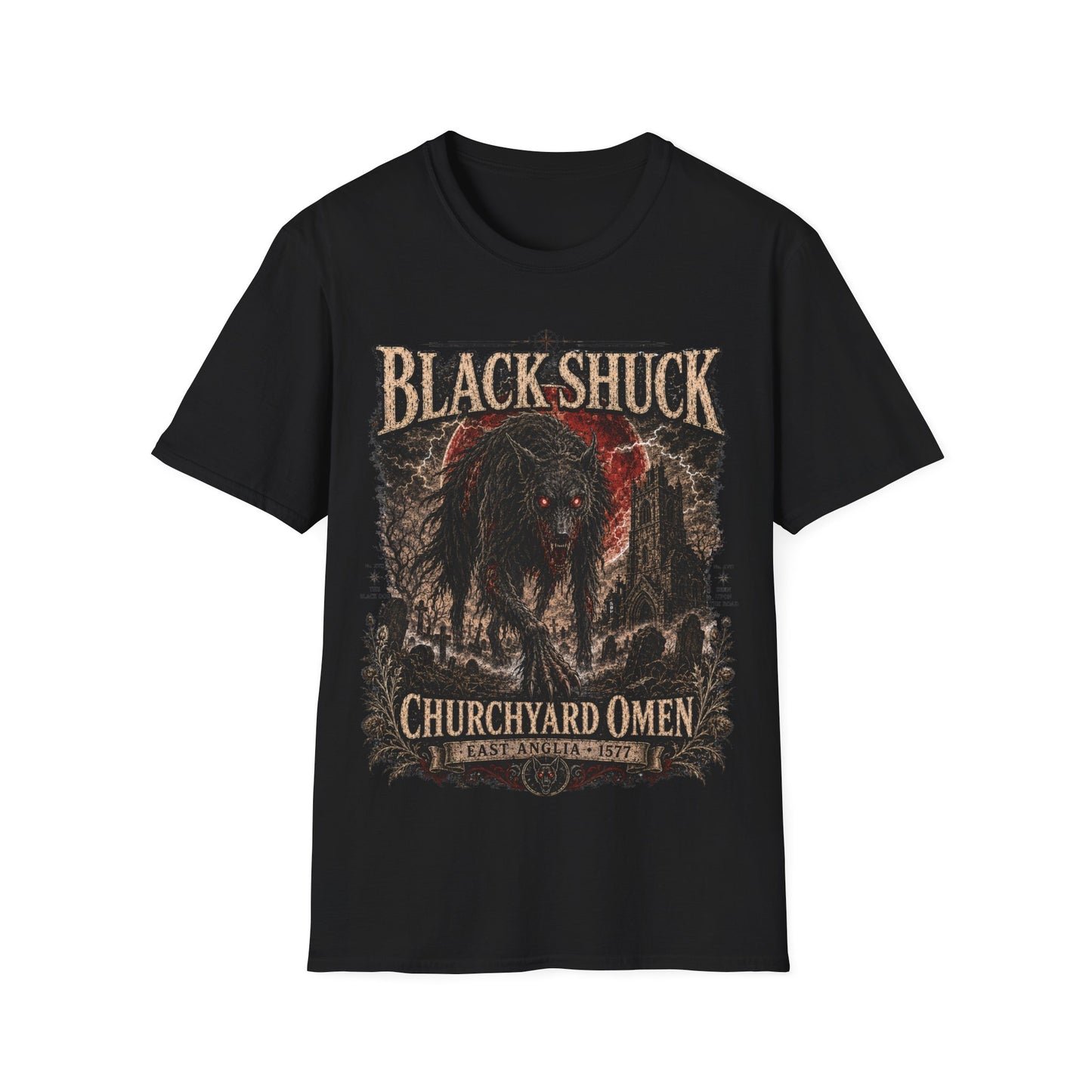 Black Shuck T-Shirt — Churchyard Omen Gothic Wolf Horror Tee