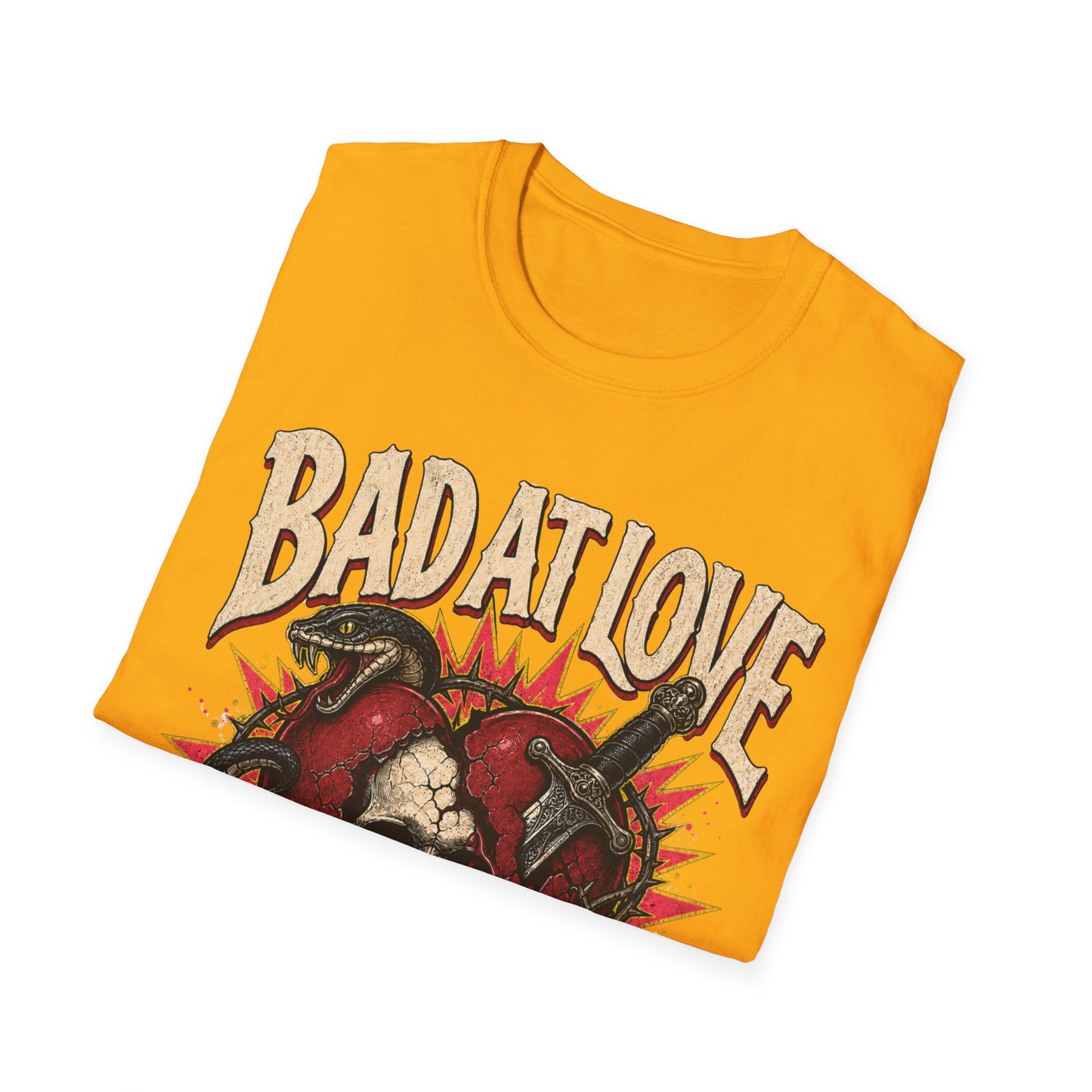 Bad At Love skull and roses T-Shirt | No Refunds graphic tee