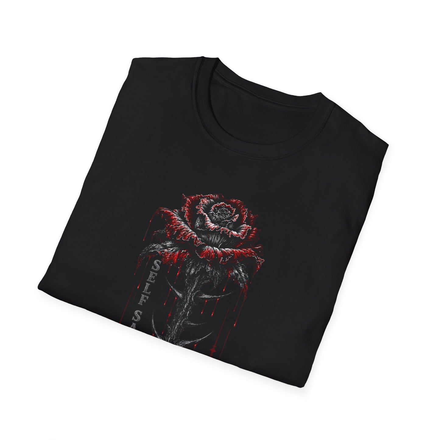 Bleeding Rose Stem T-Shirt | Gothic Floral, Dark Tattoo Style