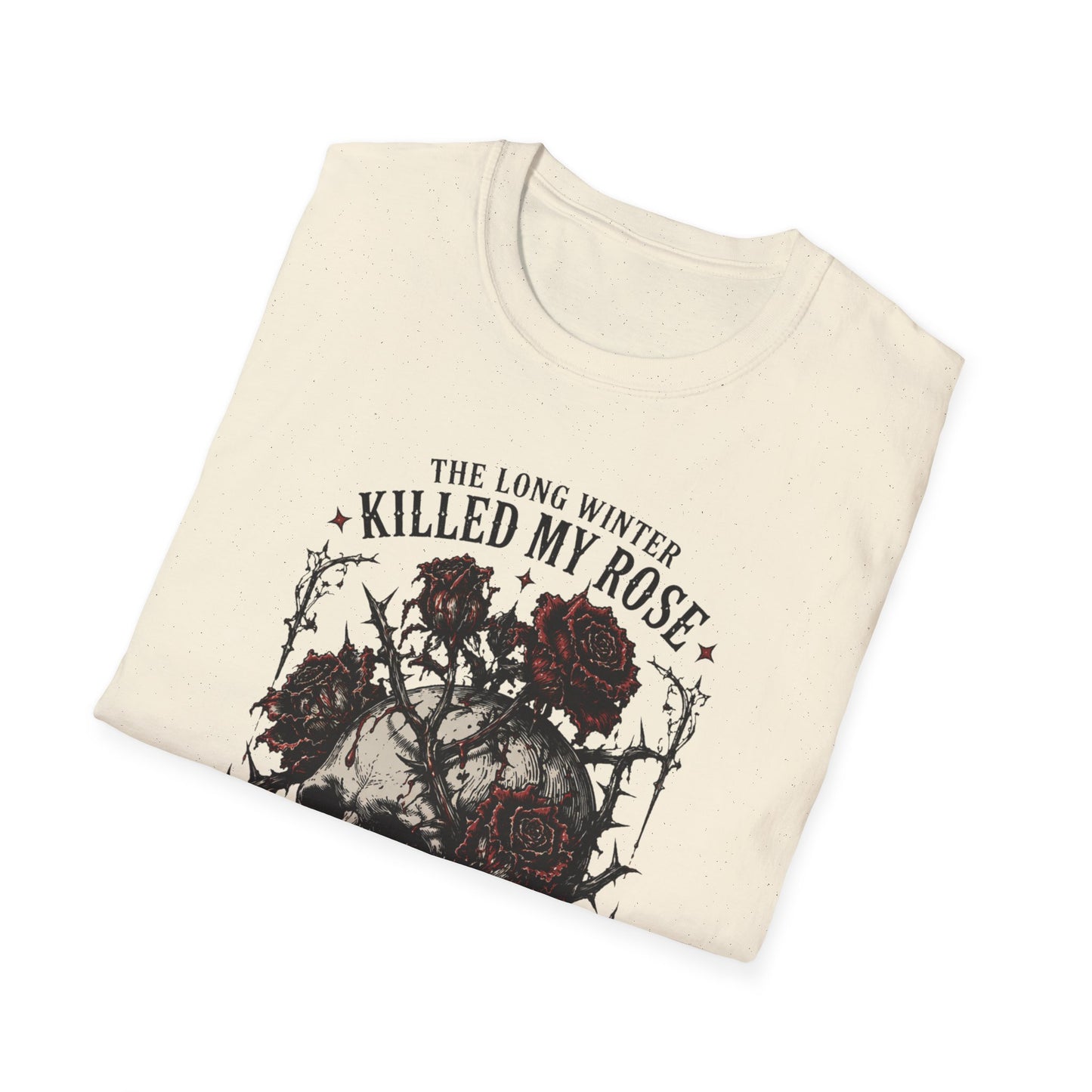 Skull with Roses T-Shirt | Gothic Floral Skull Tee, Moody Dark Tattoo Design