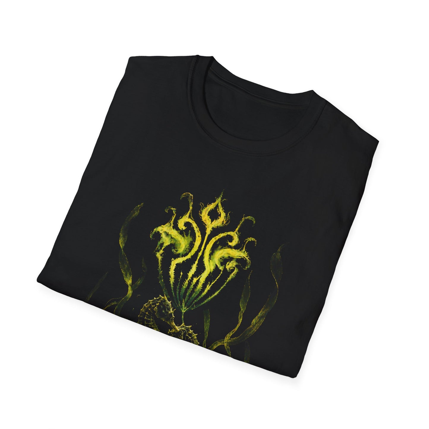 Bioluminescent seahorses Illustration T-Shirt | Botanical Crest Tee