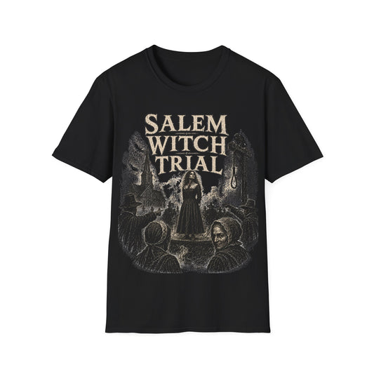 Salem Witch Trial Graphic T‑Shirt — Vintage Witchcraft Horror Tee