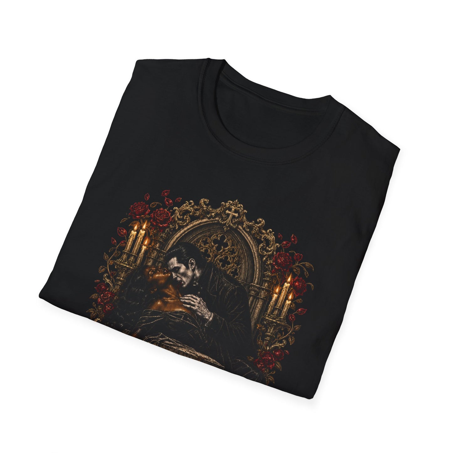 Romantic Vamp T-Shirt — "Let's Grab a Bite" Vintage Horror Tee