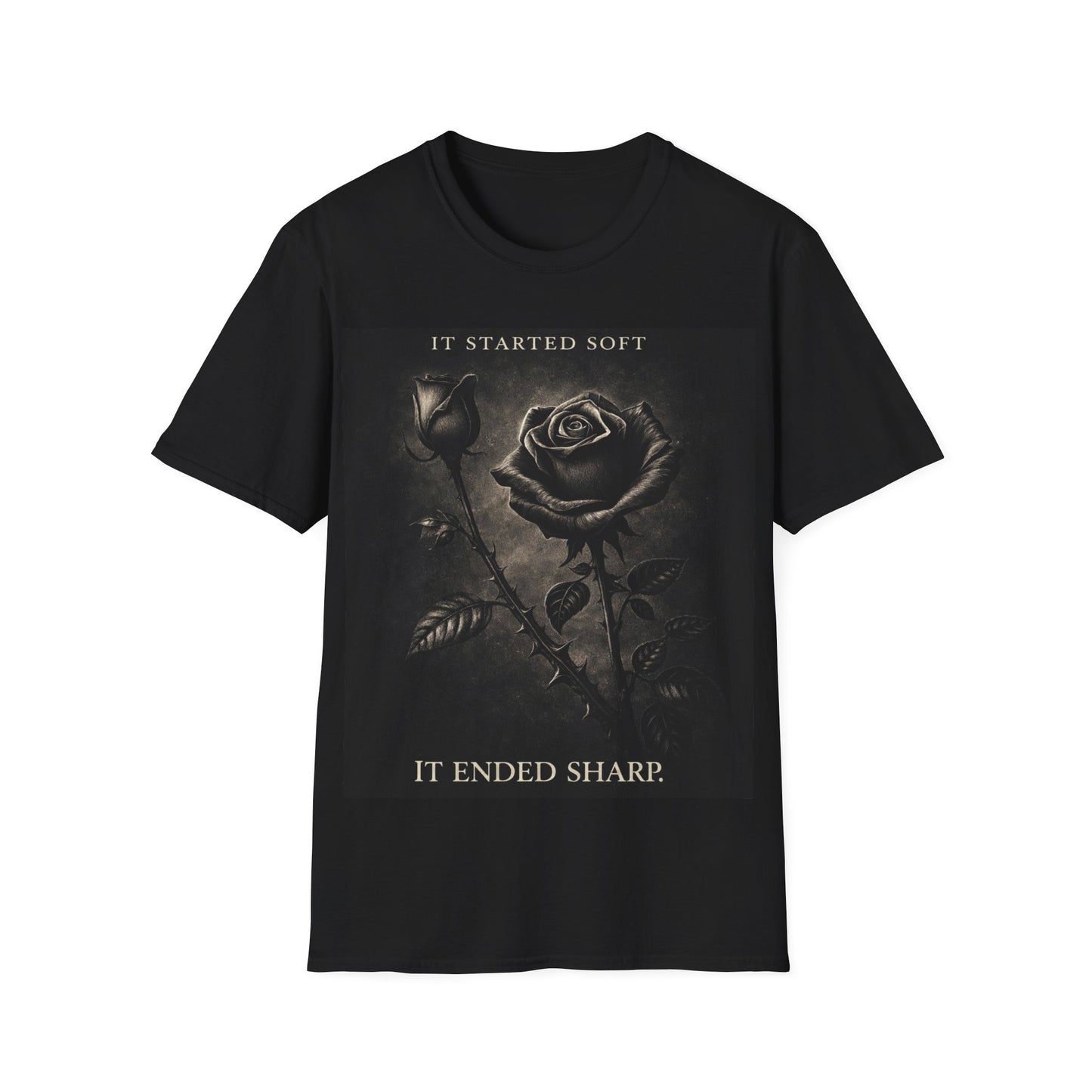 Rose Noir T-Shirt "Ended Sharp"Dark Floral Tee