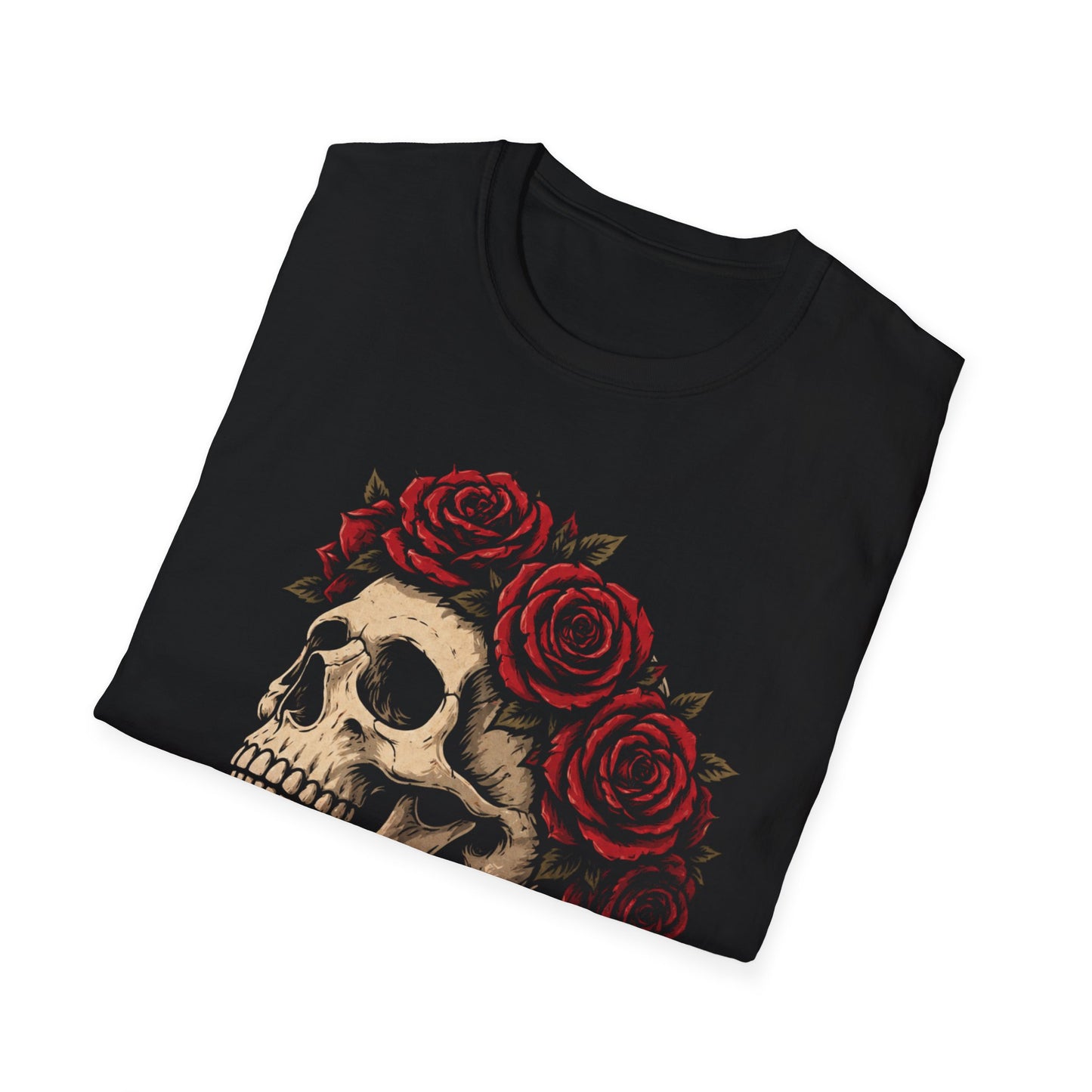 Skull with Red Rose Crown T-Shirt | "Emotionally Available, Fatally Unlucky"