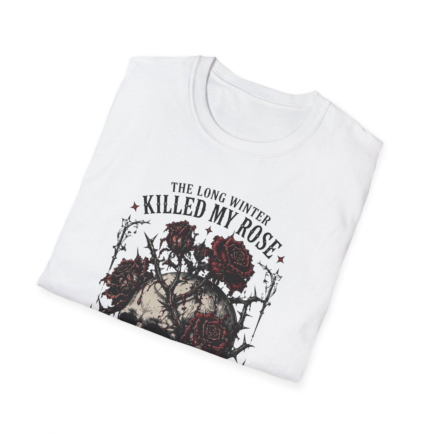 Skull with Roses T-Shirt | Gothic Floral Skull Tee, Moody Dark Tattoo Design