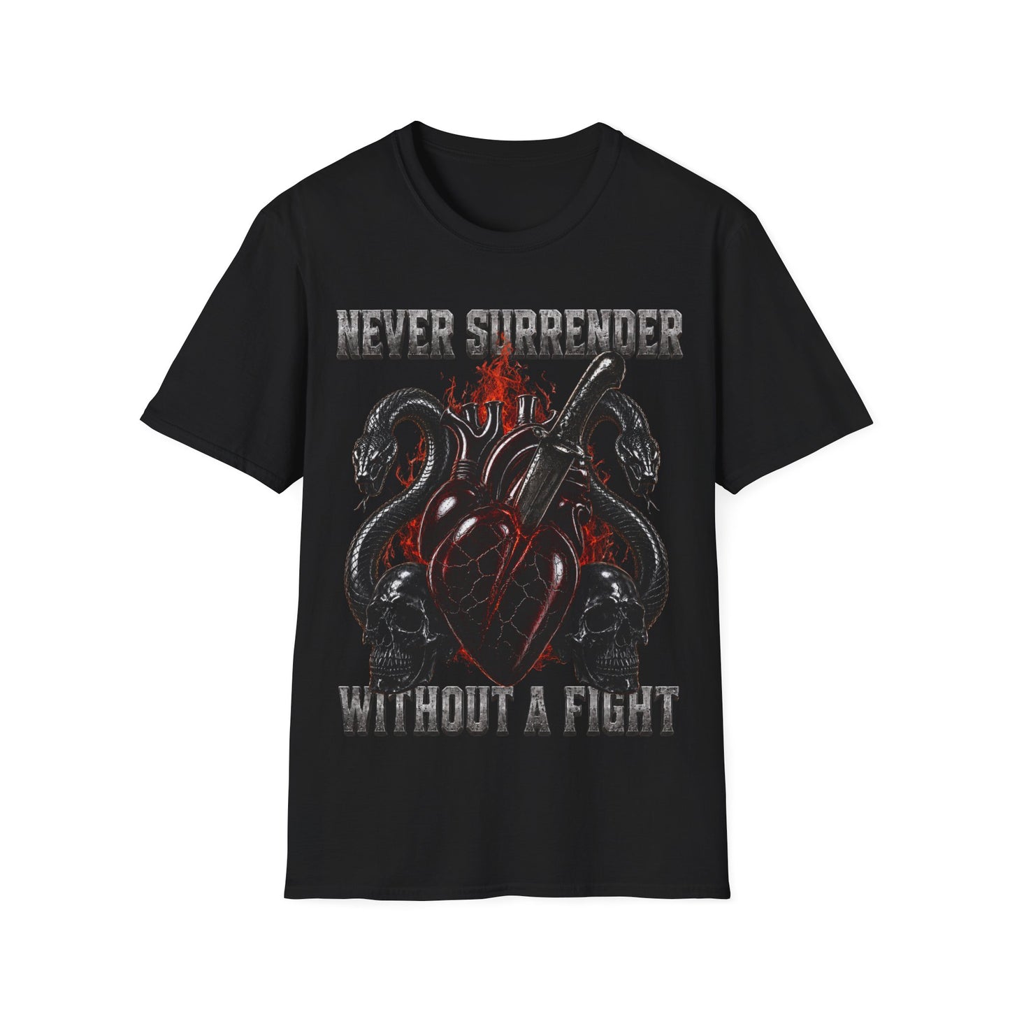 Never Surrender Heart & Snakes Graphic T-Shirt