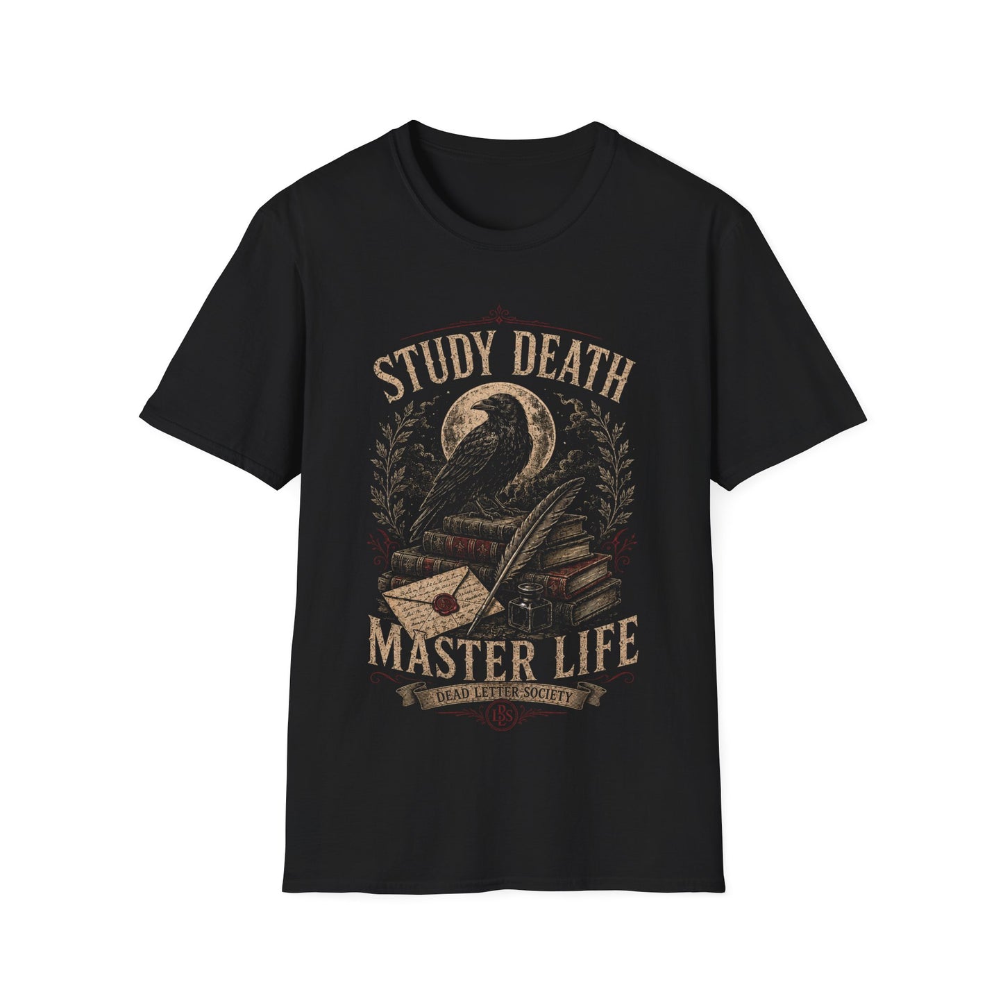 Study Death, Master Life T-Shirt — Gothic Raven Dark Academia Tee