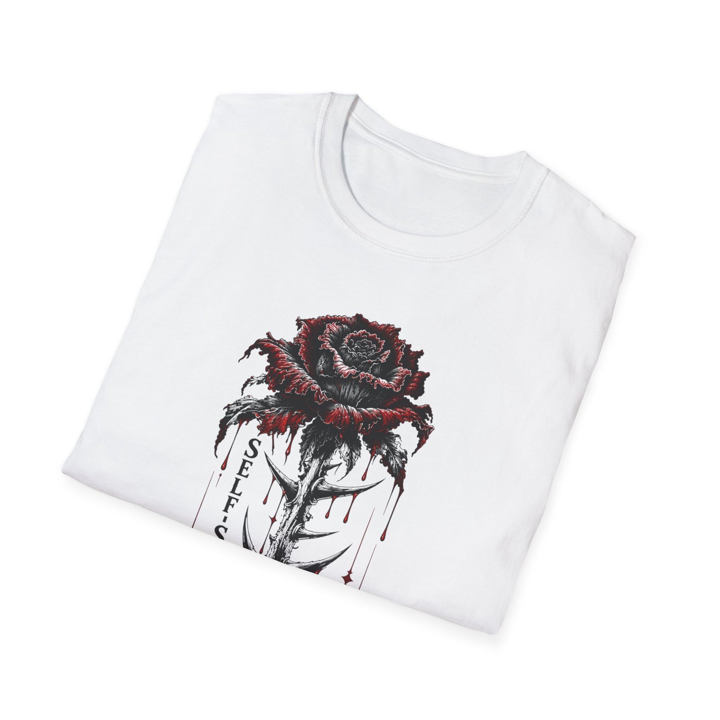 Dark Rose Illustration T-Shirt | Dripping Red Rose, "What I Loved I Destroyed"