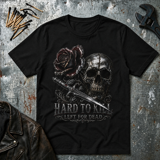 Hard to Kill Left for dead-Chrome dipped Skull and dagger tee