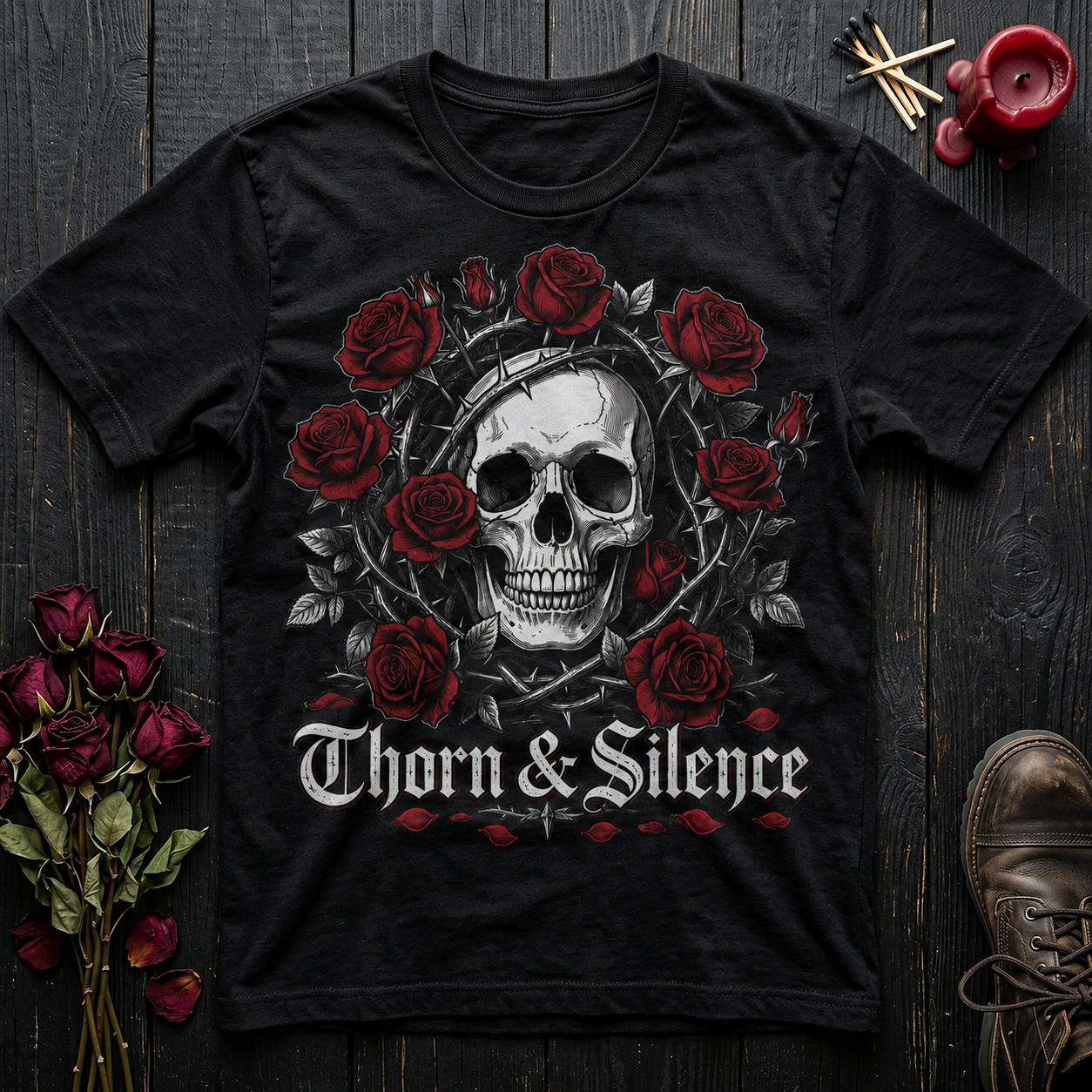 AA"Thorn & Silence" Gothic Graphic T-Shirt