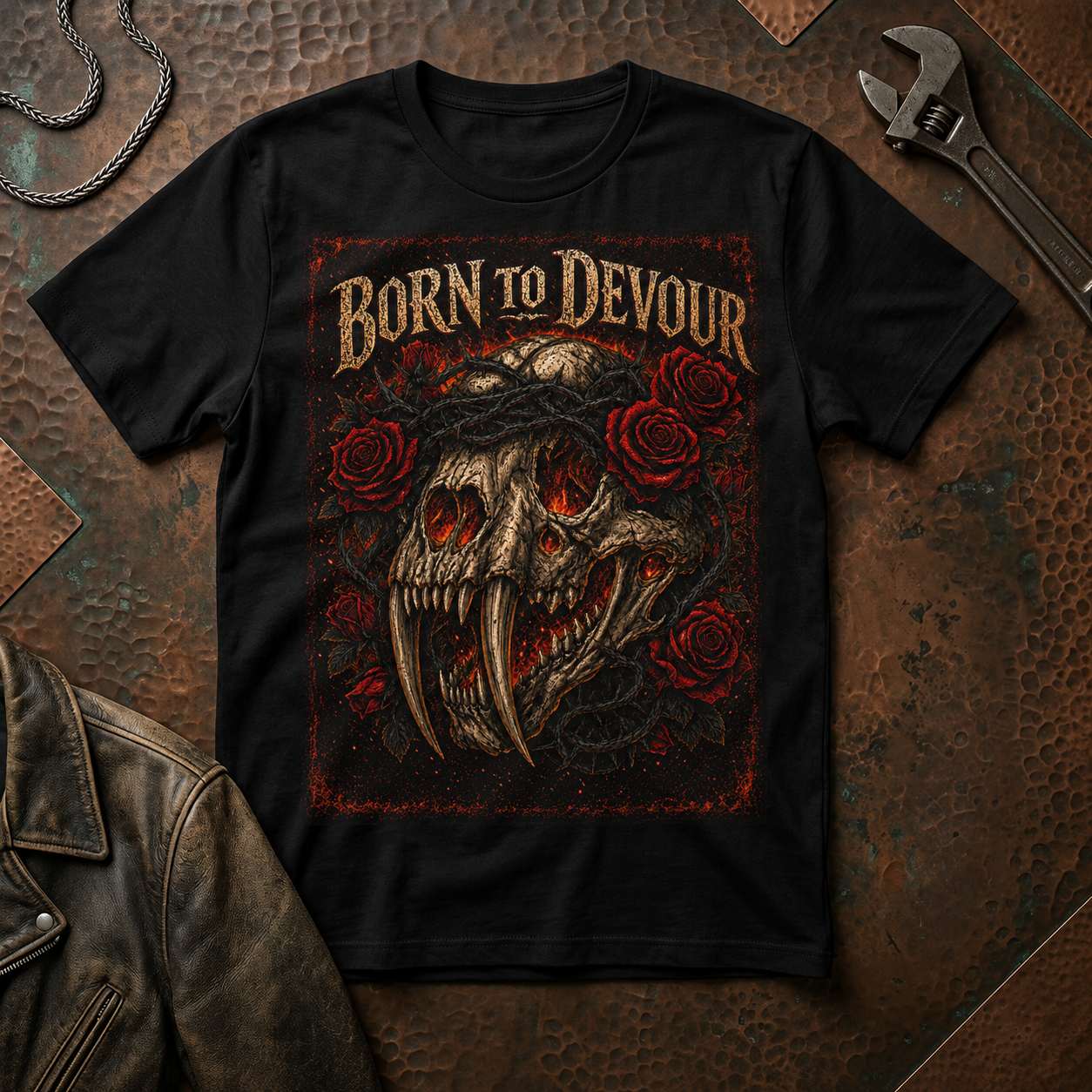Born to Devour Skull T-Shirt Sabretooth