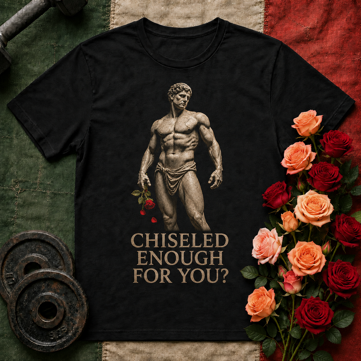 Chiseled Statue Tee — "Chiseled Enough For You?" Funny Art & Gym T-Shirt