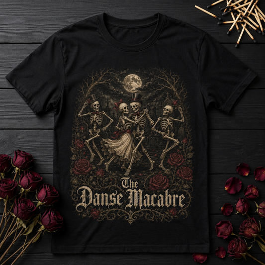 Danse Macabre Skeleton Dance T-Shirt – Gothic Halloween Skull Tee