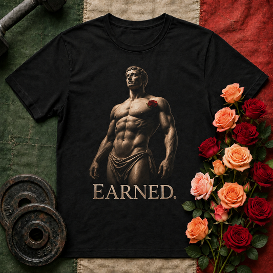 Earned Statue Muscle T-Shirt — Motivational Gym Apparel