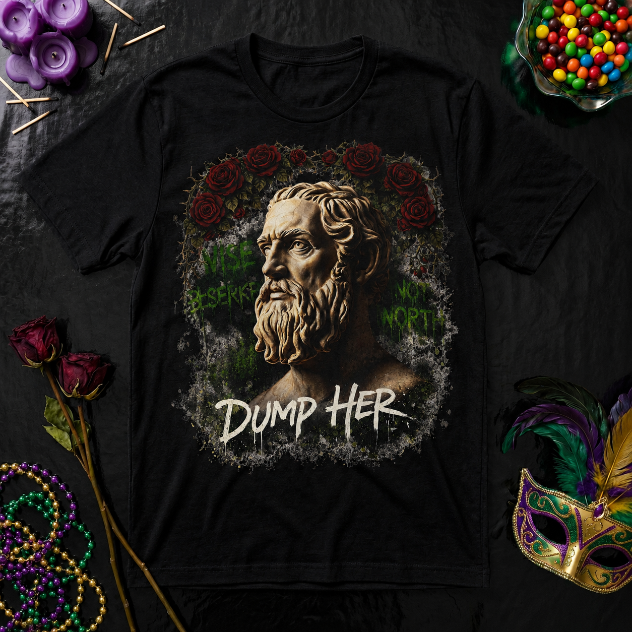 Dump Her Statue Head T-Shirt | Classical Bust Breakup Graphic