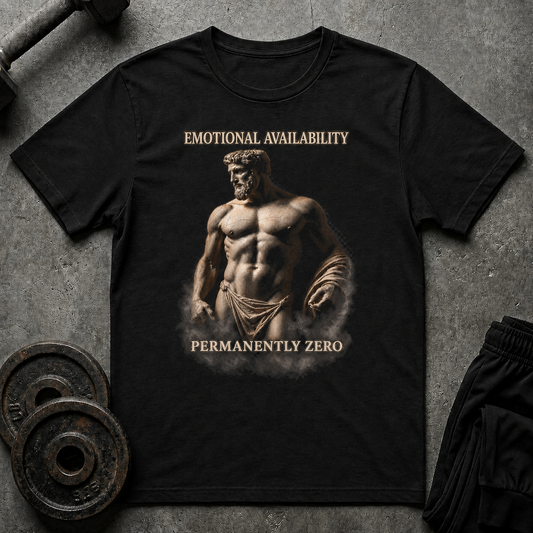 Emotional Availability Permanently Zero T-Shirt | Classical Statue Graphic