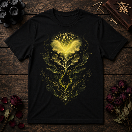 Glowing Floral Heart T-Shirt | Golden Botanical Illustration