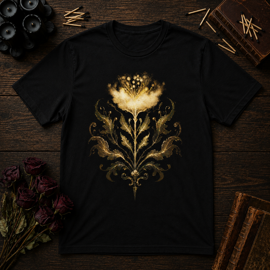 Golden Floral Damask T-Shirt | Vintage Baroque Flower Ornamental Print