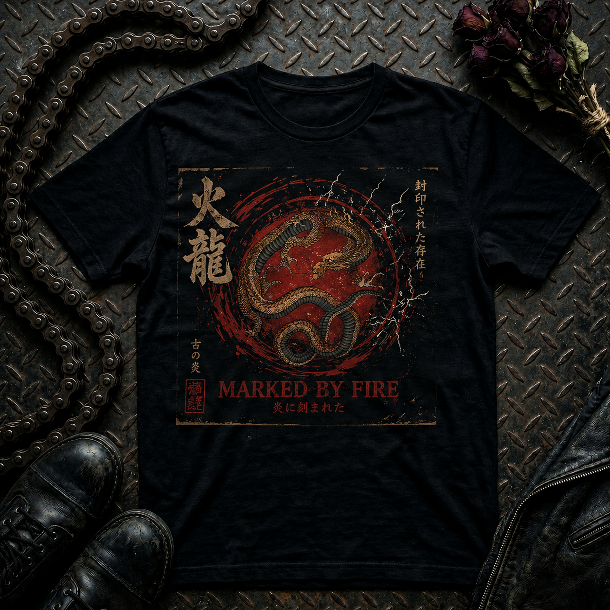 Marked by Fire Dragon T-Shirt | Red Dragon Emblem, Kanji Art