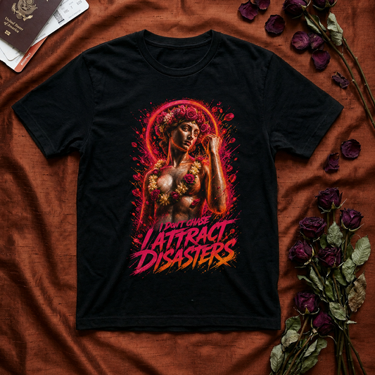 Neon Vacation 'I Attract Disasters' Floral Pinup Graphic Tee