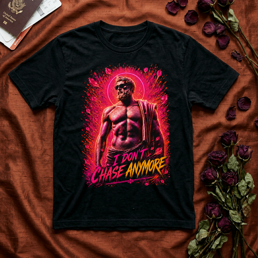 Neon Muscle Tee — “I Don’t Chase Anymore” Retro Vacation Gym Shirt