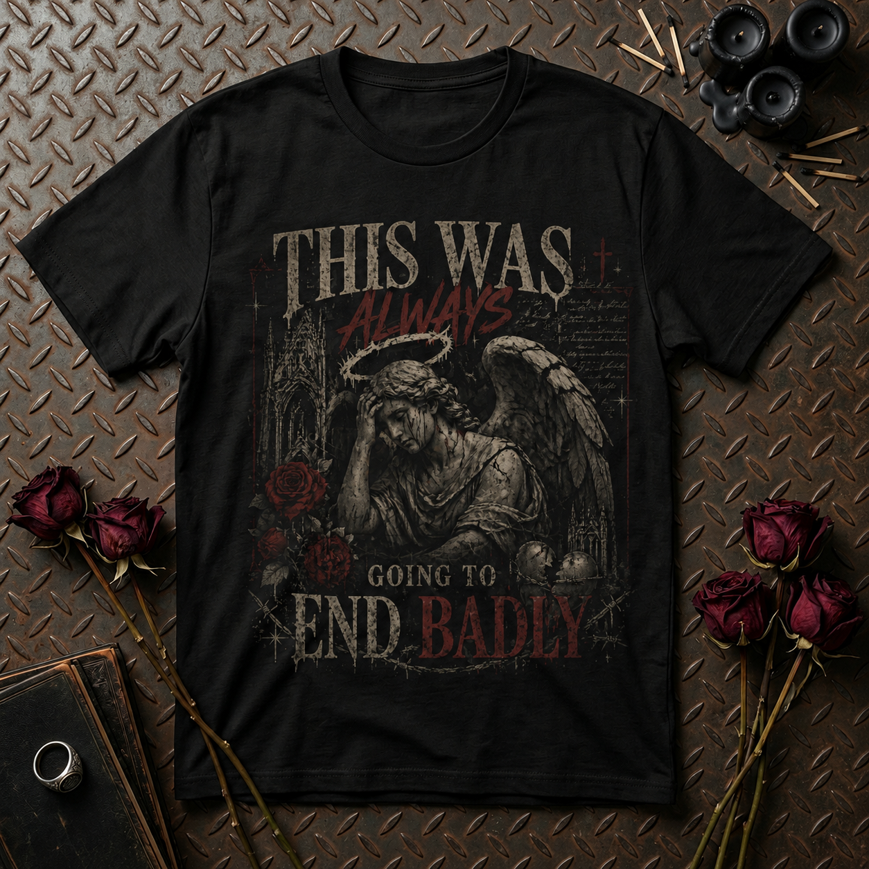 This Was Going To End Badly T-Shirt | Fallen Angel Graphic Tee