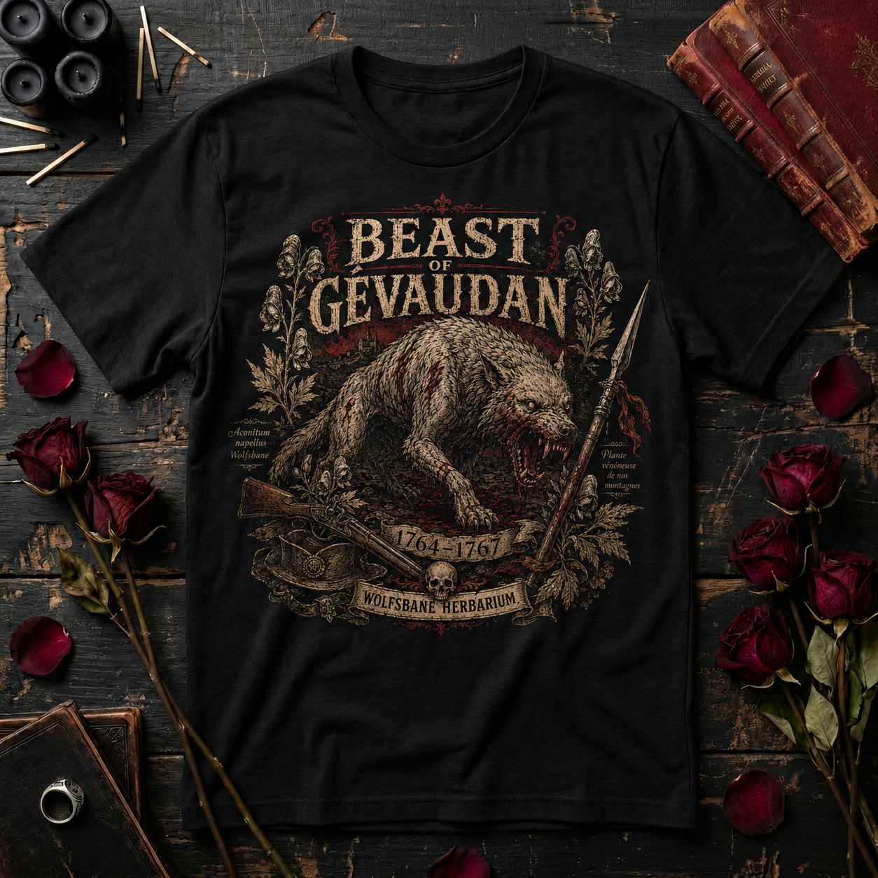 Beast of Gevaudan T-Shirt — Vintage Cryptid Wolf Design