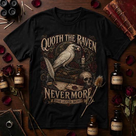 Raven Nevermore T-Shirt — Dark Academia Poe Quote Tee
