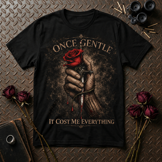 Once Gentle It Cost Me Everything T-Shirt | Hand Holding Rose Graphic