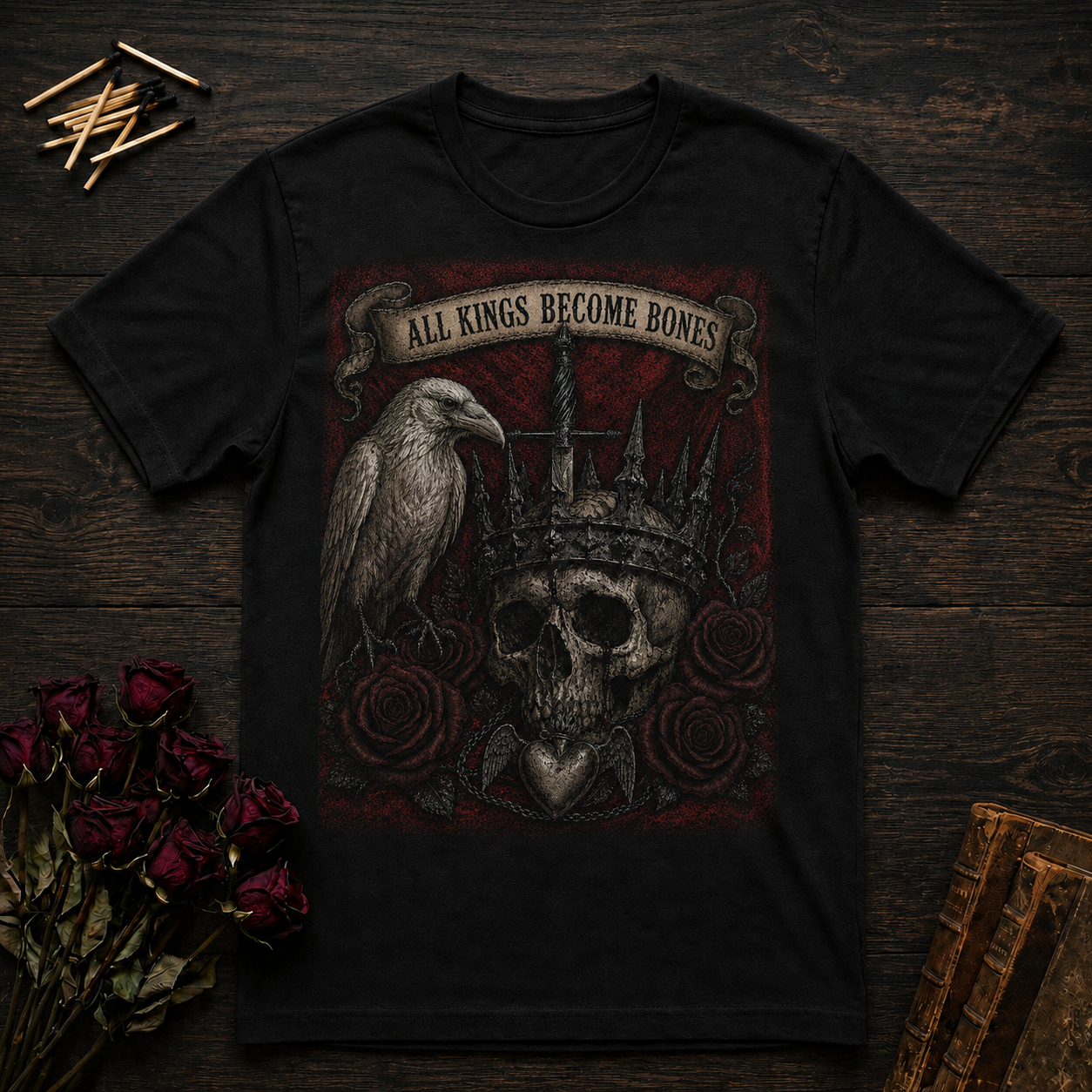 All Kings Become Bones T-Shirt | Raven & Roses